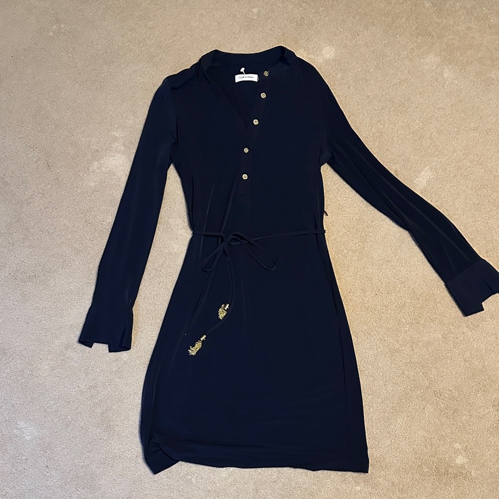 Calvin Klein Dark Blue Long Sleeve Dress